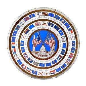 Vintage Bicentennial Commemorative Plate 1776-1976  Stage Flags Enamel on Glass